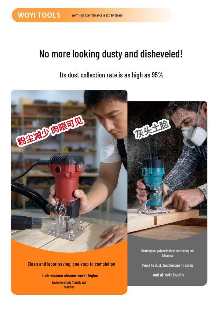 Woyi Dust-Free Edge Trimmer Cover for Woodworking, Grooving, Carving & Trimming