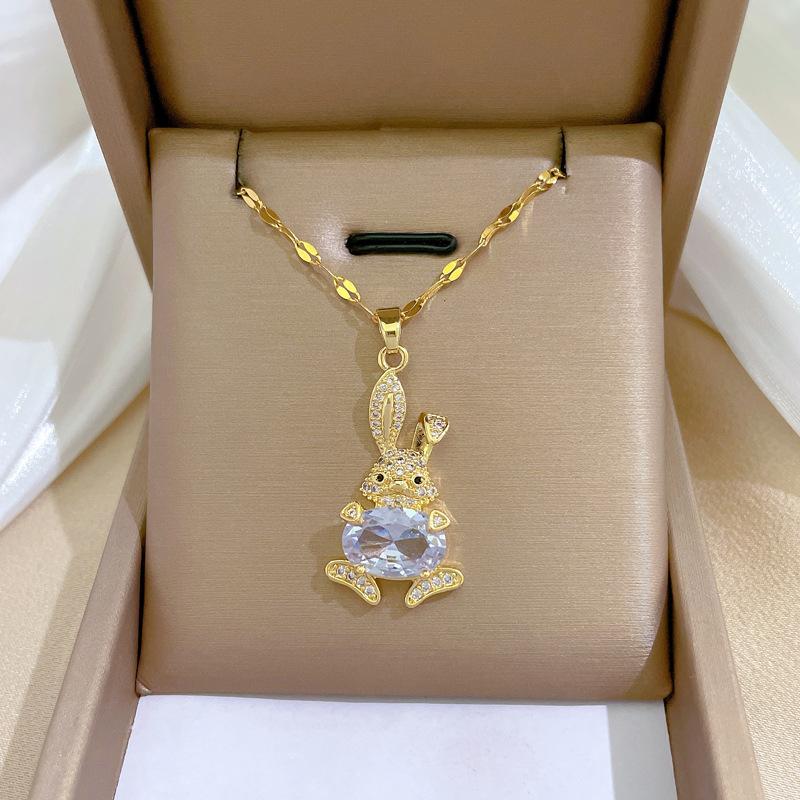 Full Diamond Luxury Light Luxury Banquet Wedding Necklace Female Internet Celebrity Versatile Collarbone Chain Titanium Steel Chain