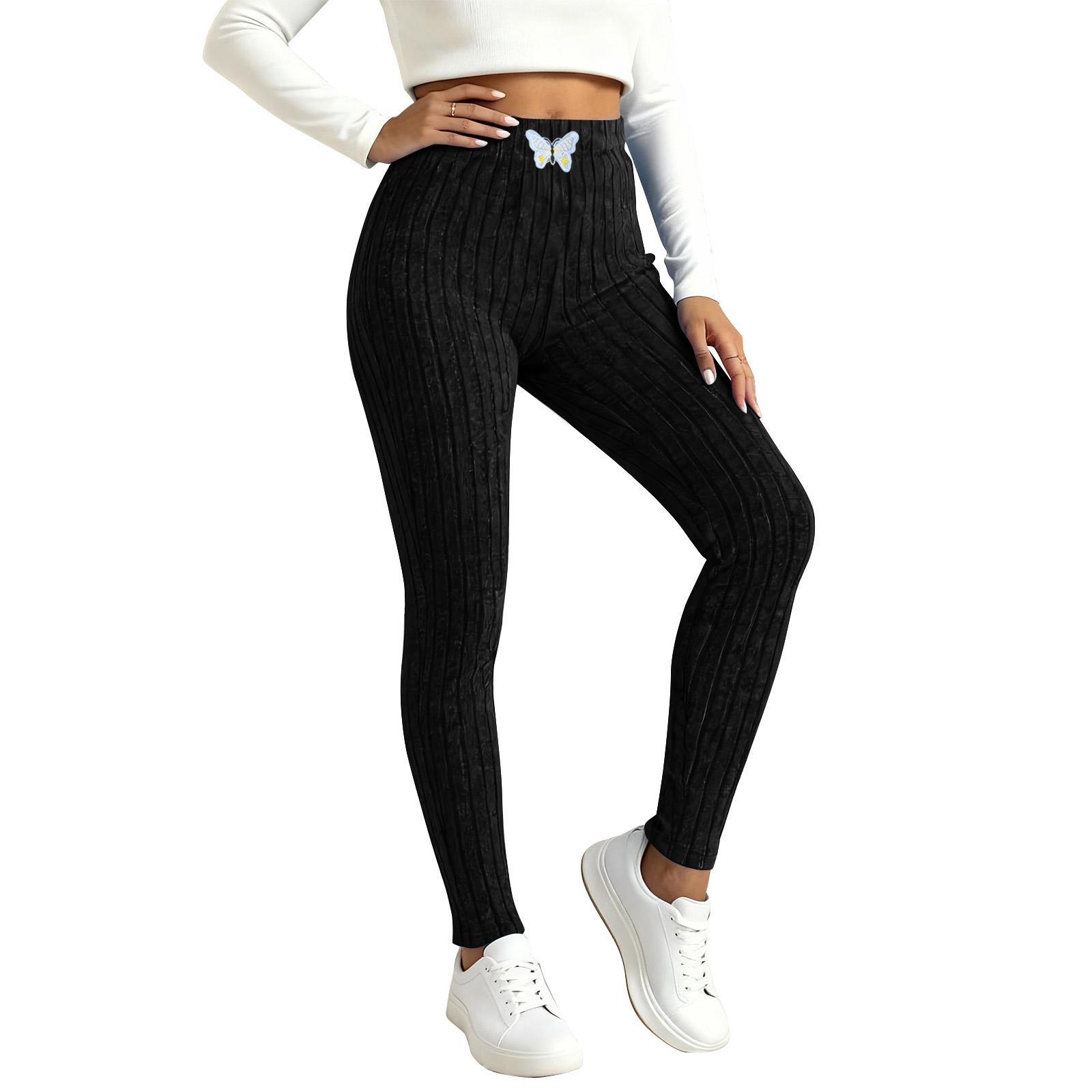 

Женские леггинсы, Повседневные брюки из эластичного рубчатого трикотажа с высокой посадкой, Удобные и теплые брюки-свитер, Мягкая одежда для дома. XL чёрный