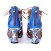 Johnature Women's Handmade Genuine Leather Colorful Bohemian Style Riveted High Heel Sandals
