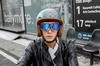 [IronKing] Retro Motorradbrille PC-Linse Mehrzweck Winddicht Sanddicht Antibeschlag UV-Schutz Outdoor Sportbrille T-13 (Blaues Glas)
