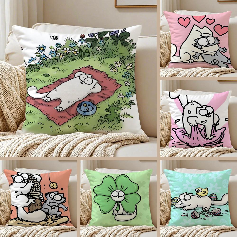 Humorous And Funny Style SSimons Cat Cushion Cover Pillowcase Antidustmite Living Room Sofa Decor Cushion Room