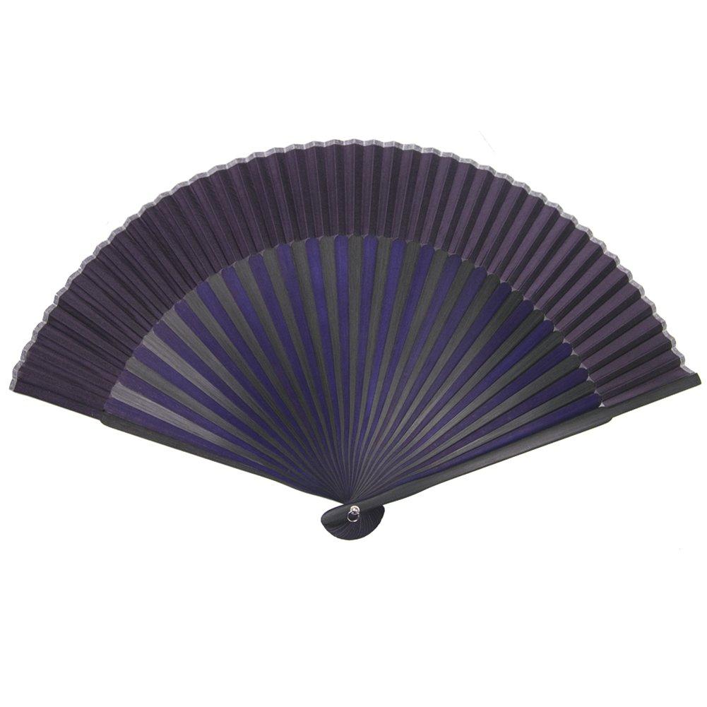 Pure Silk Folding Bamboo Set Fan [KYOETSU] [Kyoetsu] Fan, Plain, 2-Color Black, 2-Piece (Folding Fan, Case) Women's (13)