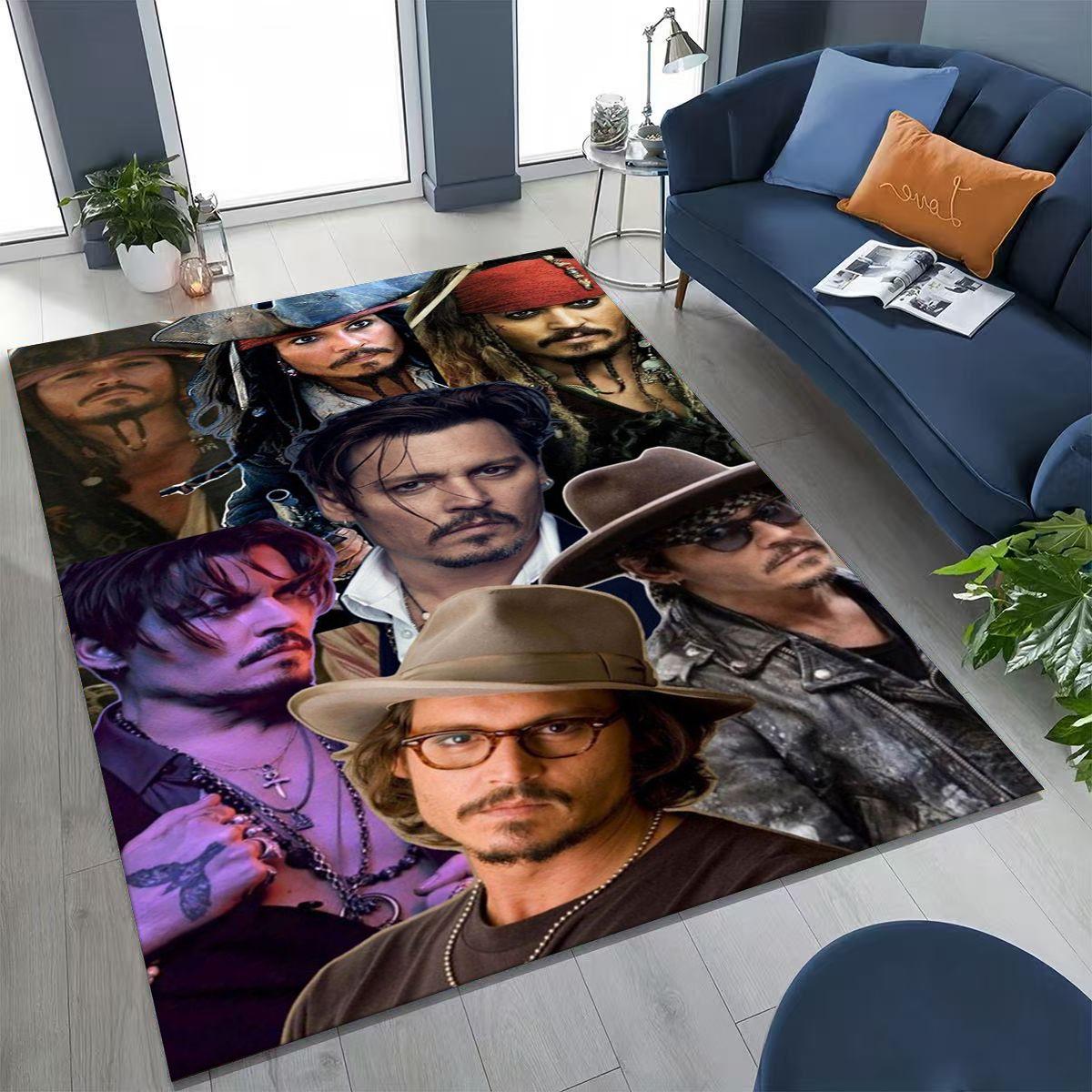 

Капитан Джек Пираты Карибского моря Джонни Депп Ковер Коврик для Спальни Гостиной Дивана Домашний Дверной коврик Декор, Нескользящий Напольный коврик 40x60cm( 15x23in )
