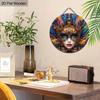 Carnival Mask Theme Round Wooden Sign, Home Wall Craft Decoration, Wooden Holiday Statue Decoration for Home, Office, Party Ideal for Mardi Gras Gifts