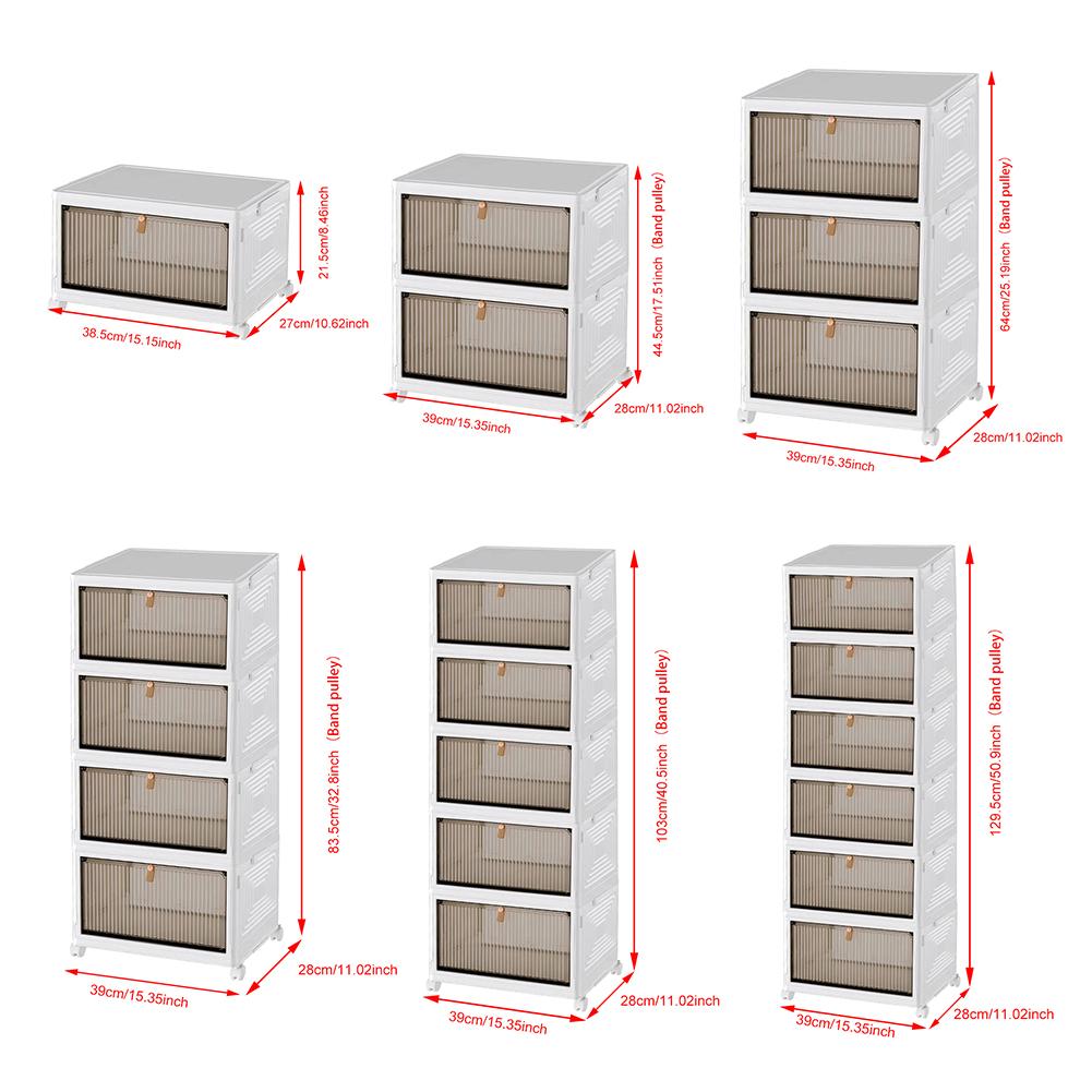 1/2/3/4/5/6 Tier Plastic 23QT Storage Bin W/ Lid W/ Wheel Magnetic Door Foldable Storage Box for Living Room Office Dorm