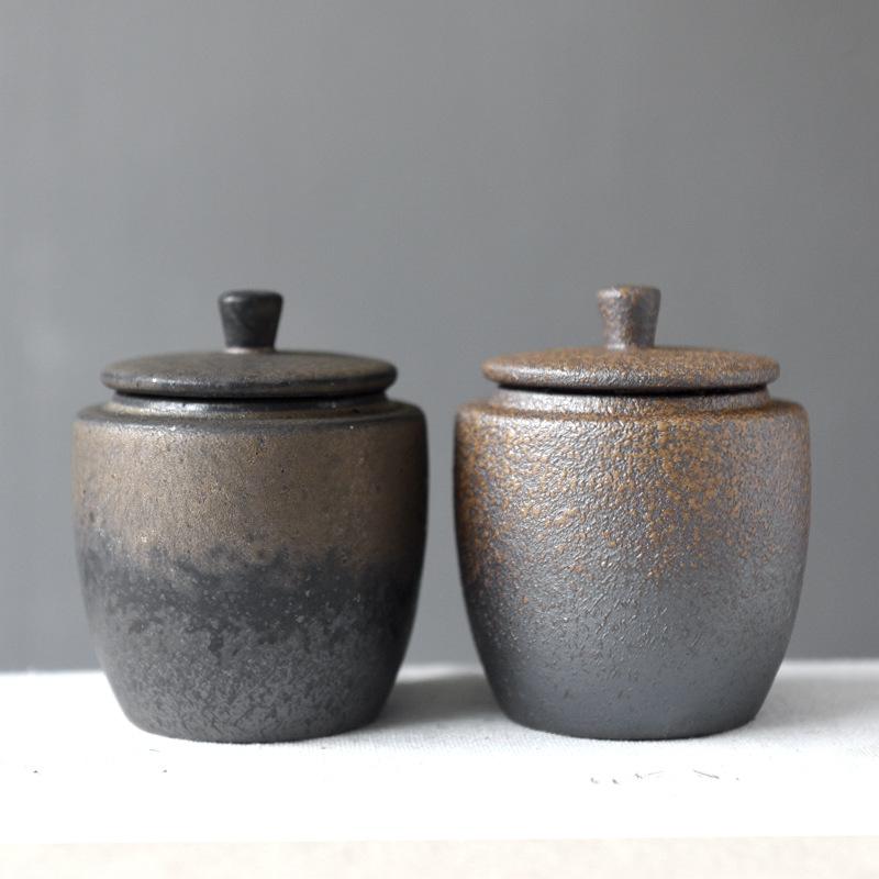 Vintage Ceramic Tea Canister Kitchen Sealed Container Multi-Functional Portable Jar for Candy Nuts Coffee Beans Herbs Storage