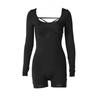 Sommer Langarm Slim Sexy Overalls Damen Body Verband Rückenfrei Lässige Yoga Jumpsuits Damenmode Hohe Taille Elegant Playsuits Outfits 25755