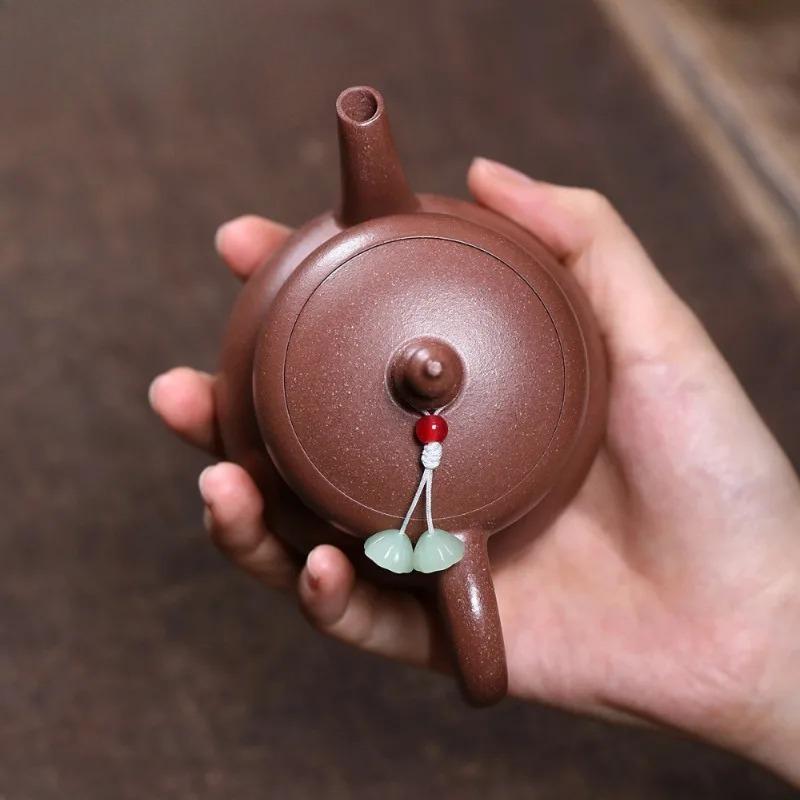 190ml Vintage Yixing Purple Clay Teapots Handmade Gourd Pot Raw Ore Section Mud Kettle Chinese Zisha Tea Set Drinkware Supplies