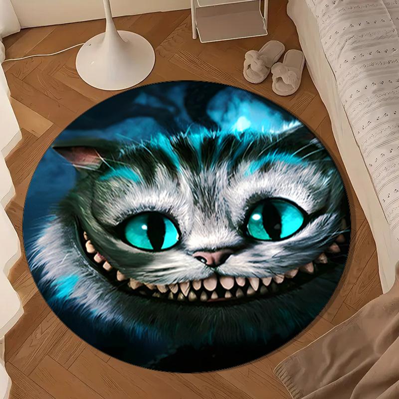 Wonderland Smile Cat Round Rug for Livingroom,Bedroom, Palyroom, Chair Rug, Area Rug, Circle Carpet, Large Size Fan Christmas Gift