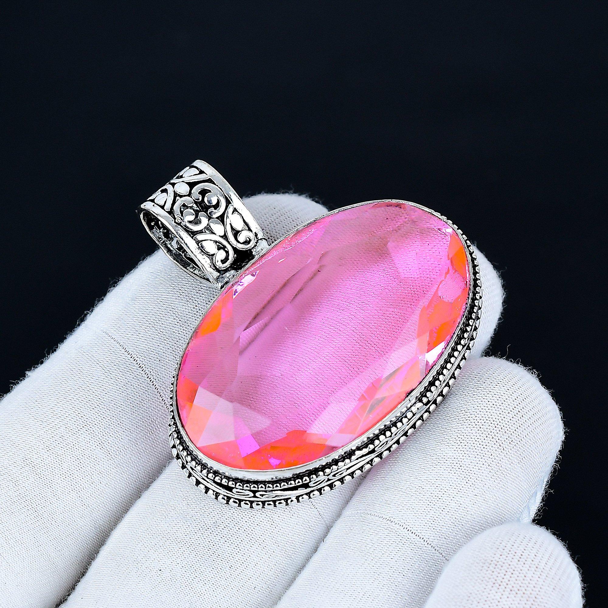 

Pink Kunzite Pendant, 925 Sterling Silver Handmade Jewelry, Pink Kunzite Silver Pendant, Party Wear Jewelry For Women s, Pendant Unique Gift 6 Cm розовый