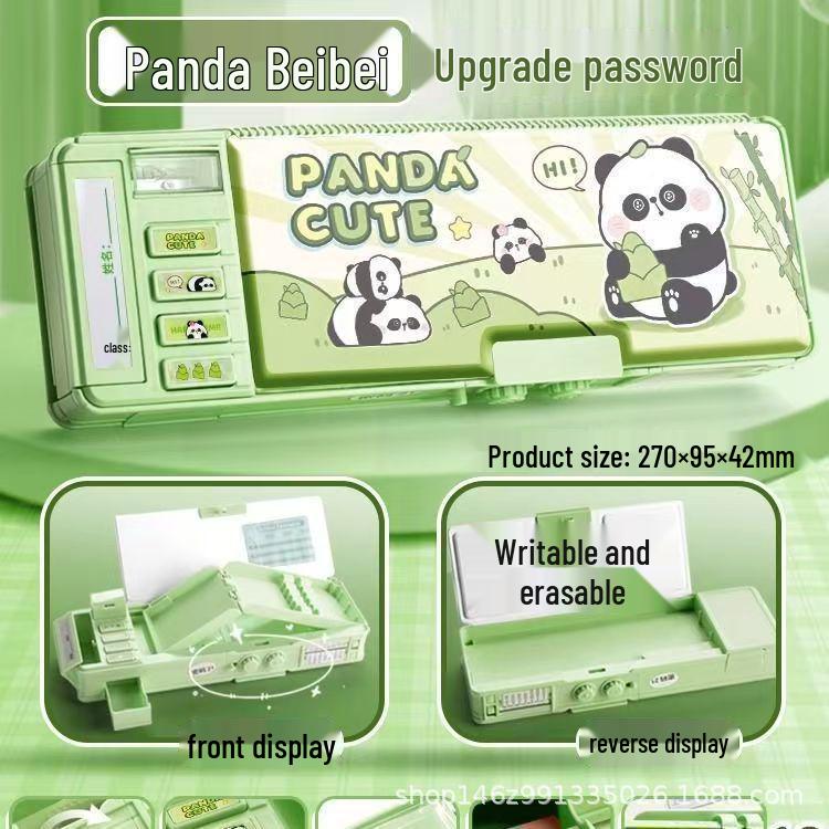 Multifunctional Mechanical Pencil Box with Password Lock - Boys' Style, Black Technology 2025.