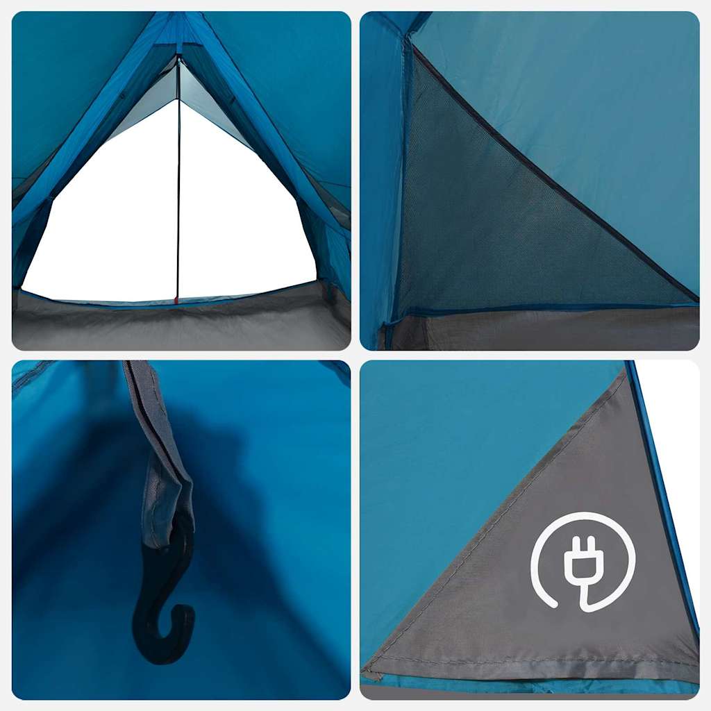 Family Tent with Roof Blue and Grey 256 X 256 X 185 Cm
