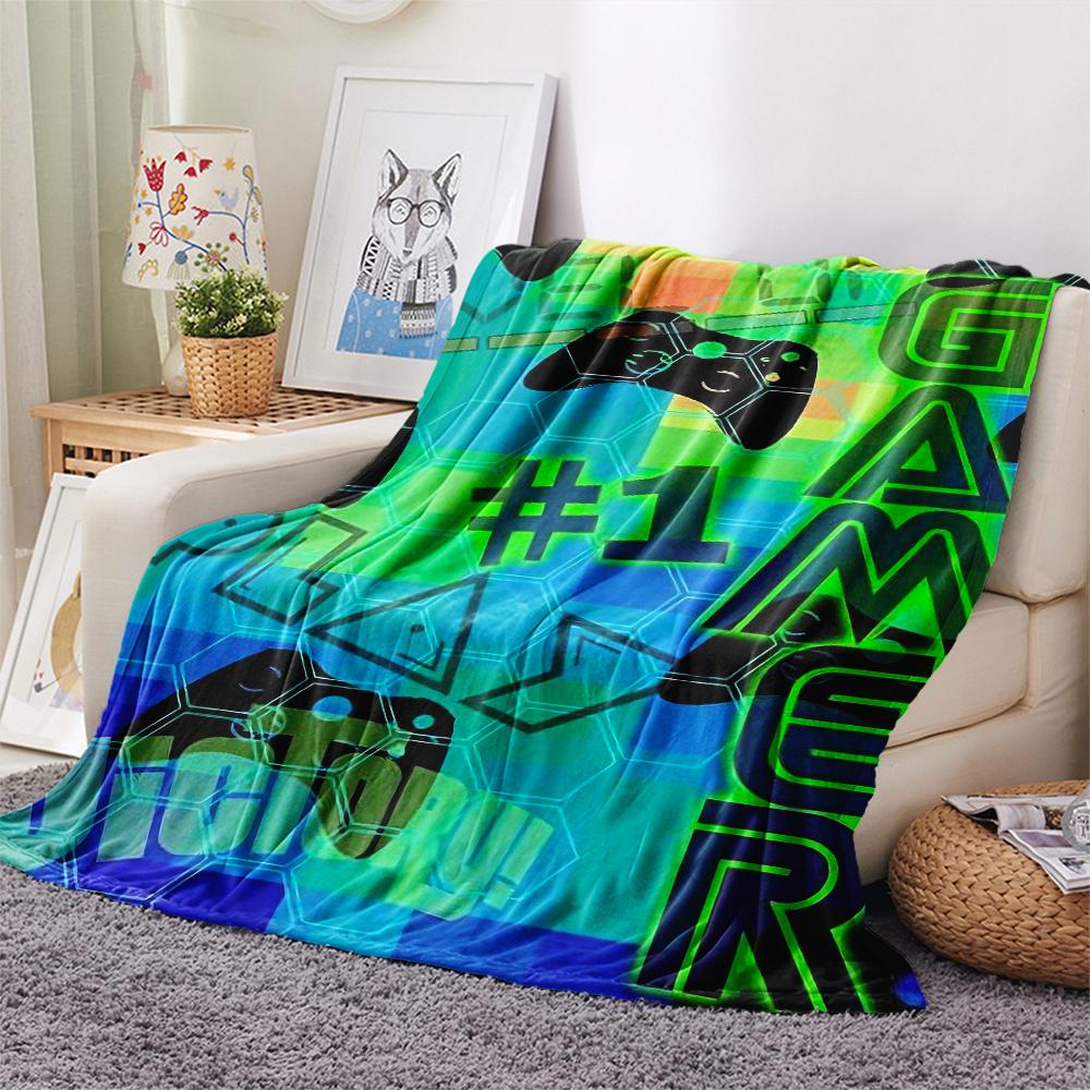 1Pc Gamepad Print Flannel Blanket, High Quality Comfortable for All Seasons, Home Decor, Warmth and Comfort, Perfect for Christmas Gifts