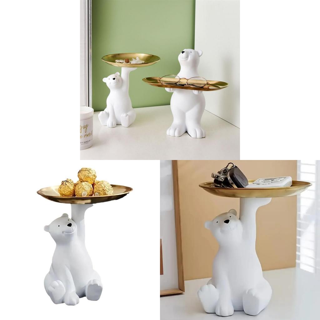 Modern Arctic Bear Key Holder Tray With Silicone Material For Living Room Decor
