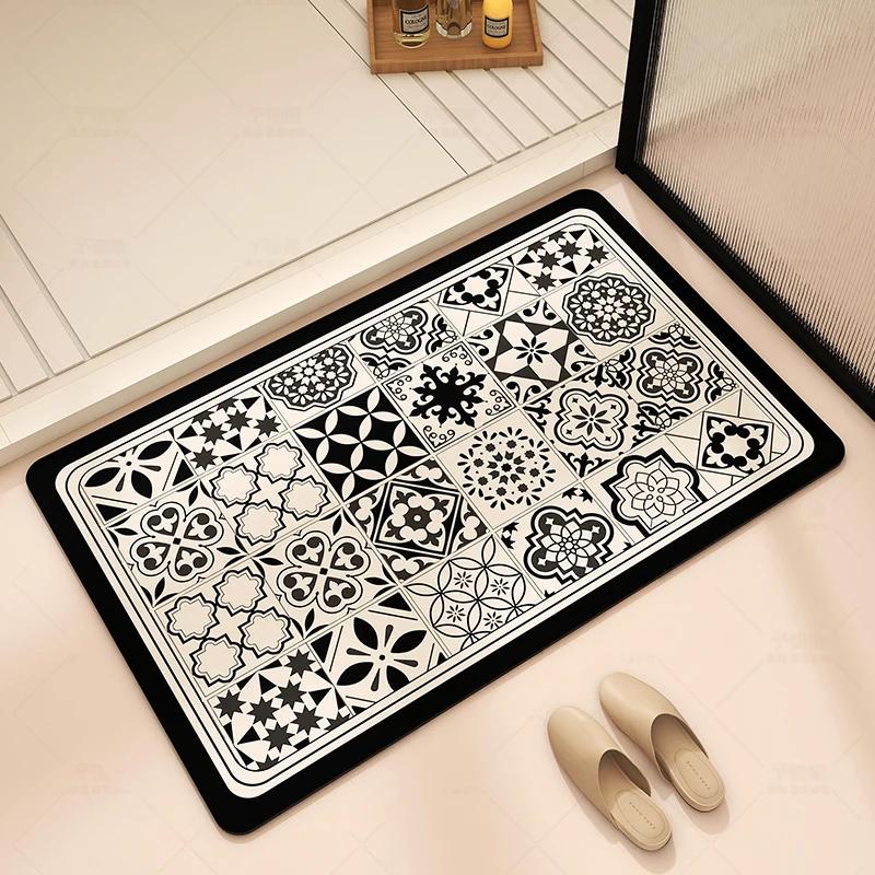 Bathroom Absorbent Floor Mat, Diatom Mud Quick-drying Mat, Toilet Door Carpet, Toilet Anti-skid and Anti-drop Foot Mat