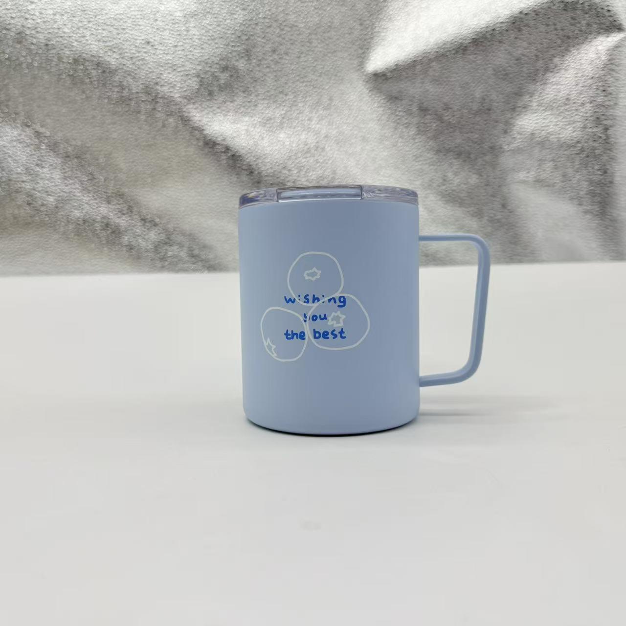 

2025 Stainless Steel Mug with Lid – Stylish Unisex Coffee/Tea Cup for Home or Office 330ml синій