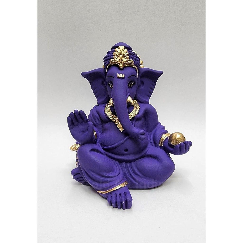 Terracotta Ganesha In Violet - A Festive and Auspicious Addition To Your Home or Car