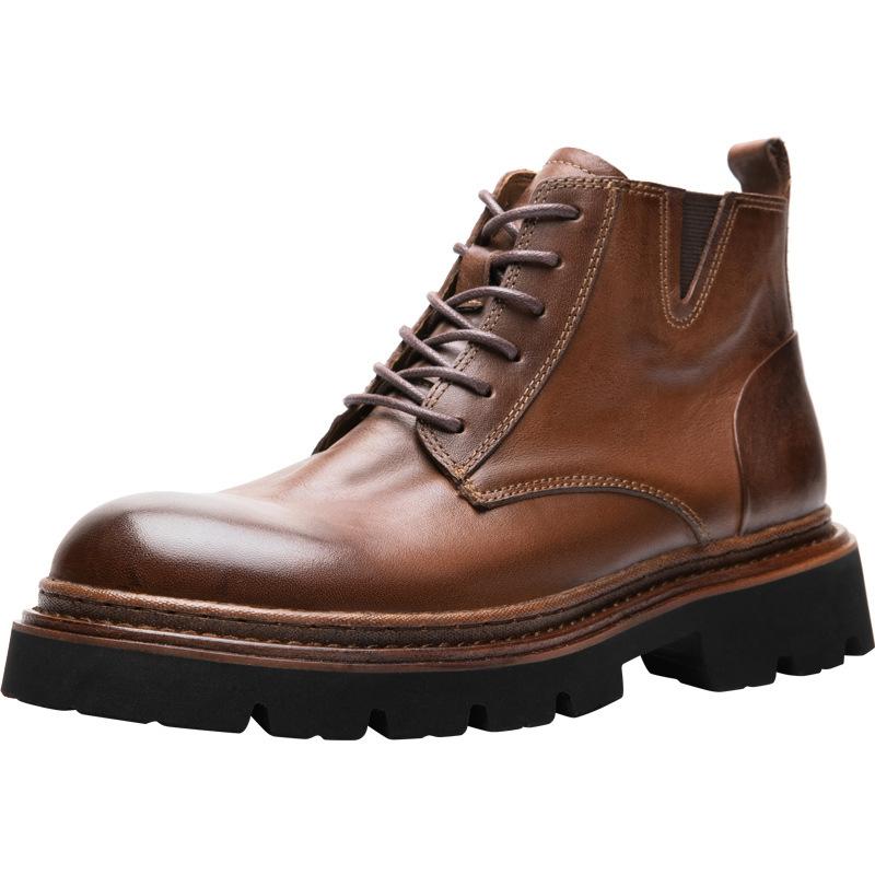 New Martin boots men's genuine leather men's boots British retro high-top leather shoes breathable platform boots