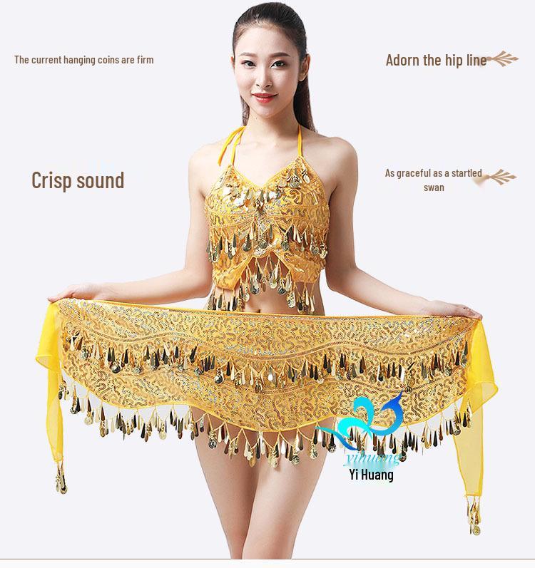 Sequined Hip Scarf with Tassel Coins for Jazz & Belly Dance Performance