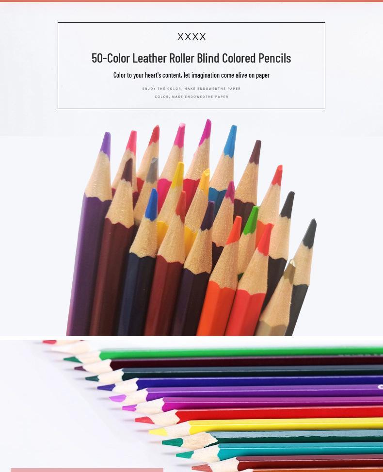 50-Color Hexagonal Water-Soluble Colored Pencil Set for Students & Adults