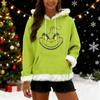 Women's Christmas  print contrasting loose casual hoodie
