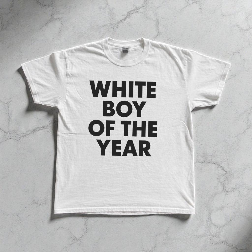 White Boy Of The Year Tshirt Vintage Style Meme Tee Funny Unisex Streetwear Top