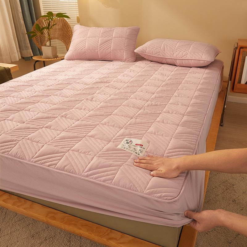 Pure Cotton Thickened Mattress Quilted Cotton Non-slip and Dust-proof Mattress Cover Sheet Simmons Mattress Protective Cover Thin Brown Mattress Cover