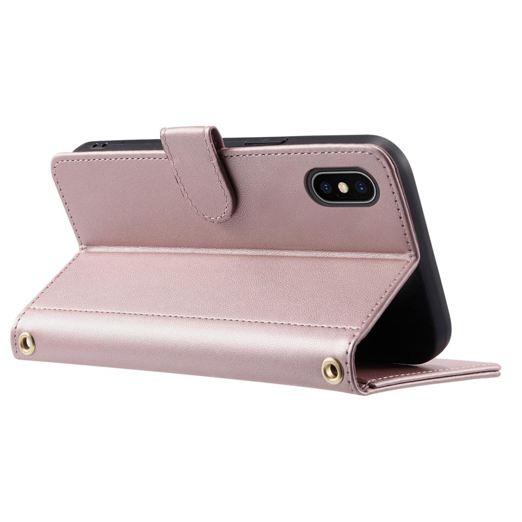 For iPhone X/XS Case Rhombus Grid Leather Phone Cover with Wallet Stand