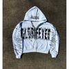 Oversized Hooded Zipper Sweatshirt With 3D Print Graphic Long Sleeve Streetwear Top Women Y2K Retro Style