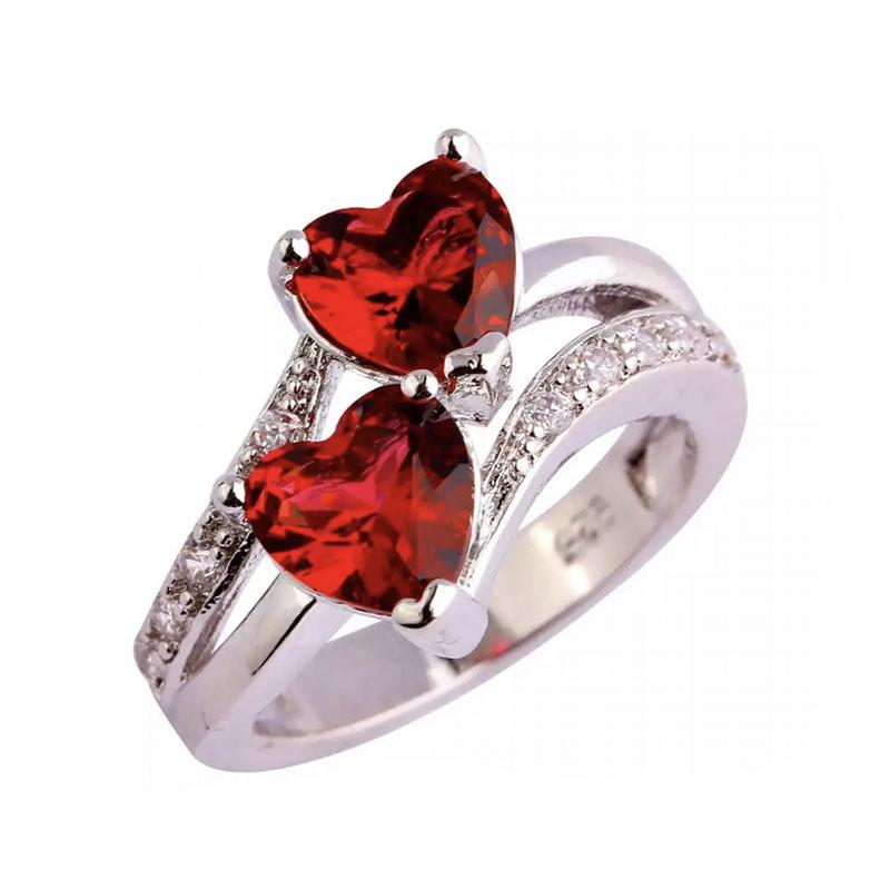 Colorful Zircon Heart-shaped Ring European and American Fashionable Women's Ring Jewelry