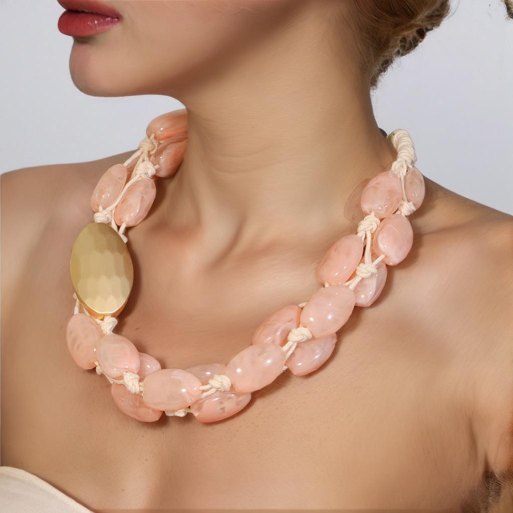 Statement Boho Necklace Acrylic Beads Handmade for Woman Girl Trendy Wedding Party Jewelry