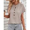 Round Neck Button Short Sleeve T-shirt Round Neck Button Pure Color Short Sleeve T-shirt