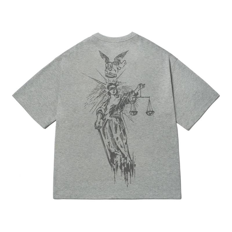 Men TShirt Justice Black Cotton Graphic Oversized Vintage Summer Short Sleeve Tees Tops Harajuku Korean Y2k Streetwear Clothes