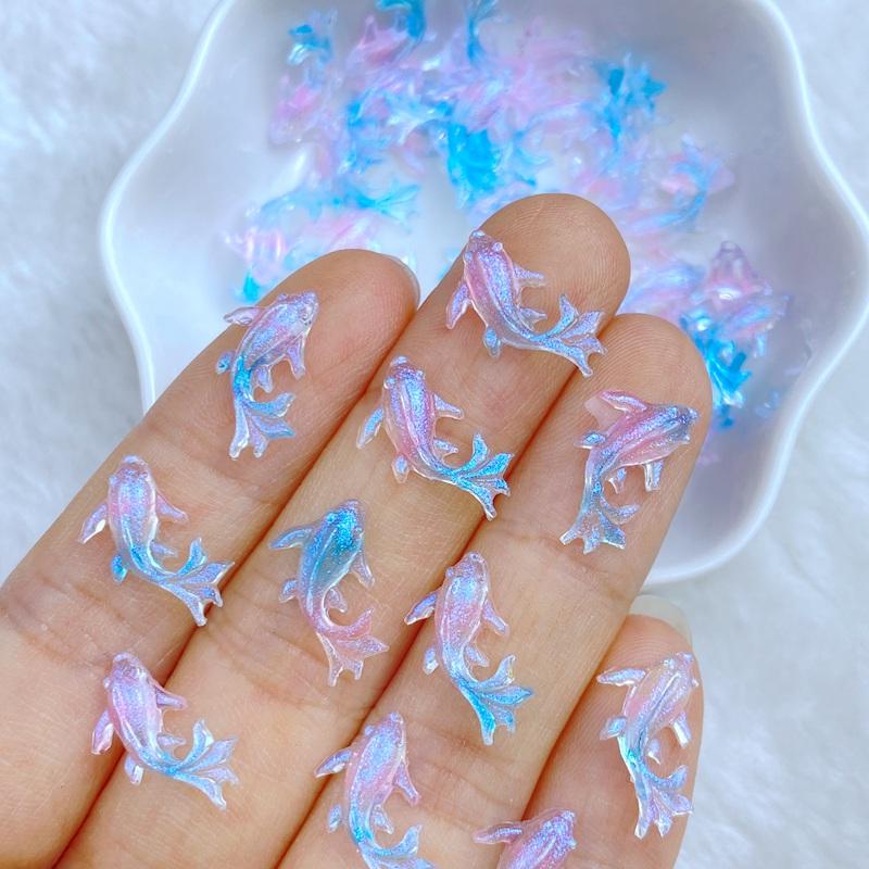 100pcs Kawaii Cartoon Animal Dolphins, Goldfish Nail Rhinestones Gems Glitter Scrapbooking DIY Jewelry Craft Decoration Accessor
