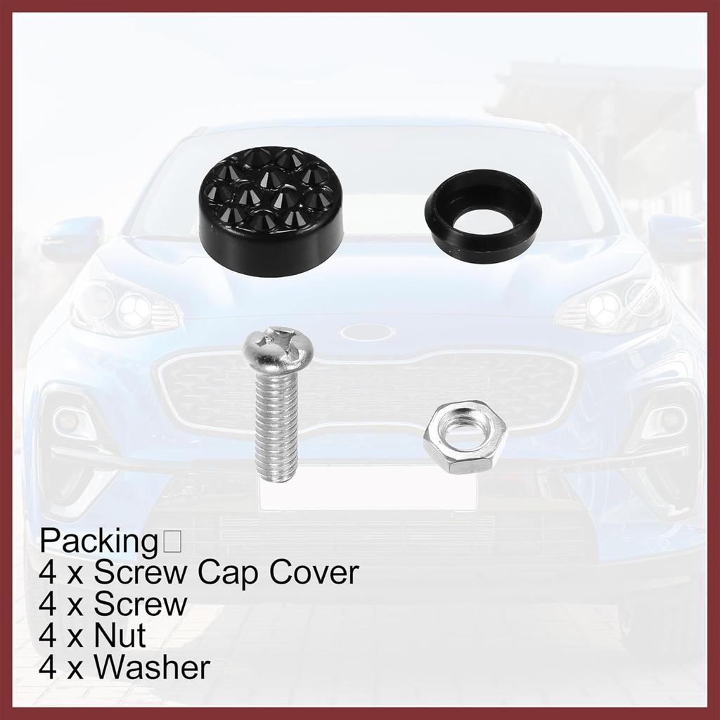 1 Set Bling Car License Plate Fasteners Screws Caps Covers Black Universal Rhinestone License Plate Bolt Cap Plastic Washer Replace Parts