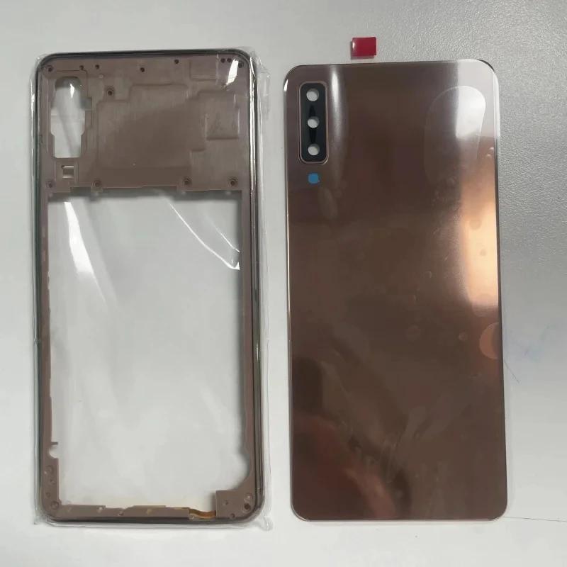 Carcasă completă pentru Samsung Galaxy A750 A7 2018 SM-A750F capac spate baterie sticlă carcasă telefon capac cadru mijlociu