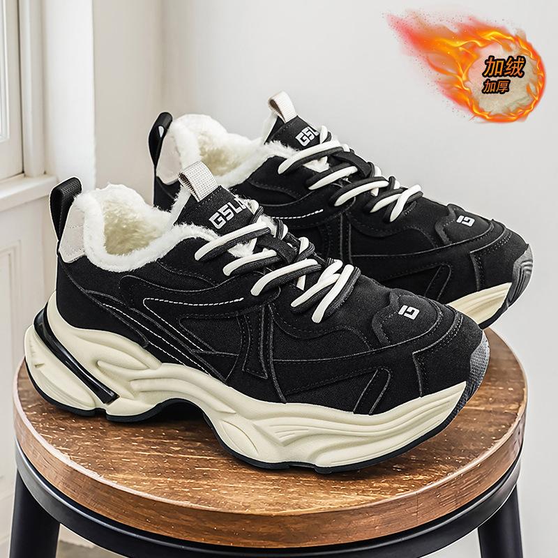Winter fleece thickened fashion men's shoes popular stream men's sports casual dad shoes