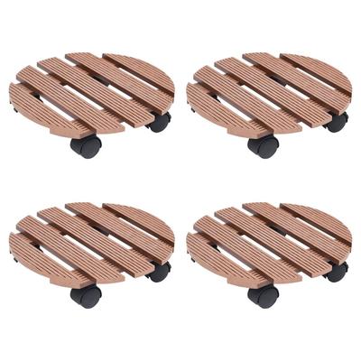 Vidaxl Plant Pot Caddy, 4 Pcs, Brown, Ø30X7.5 Cm, Wpc