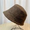 Lamb Wool Face-showing Little Fisherman Hat for Women in Autumn and Winter Versatile Plus Velvet Cute and Warm Bucket Hat Adjustable