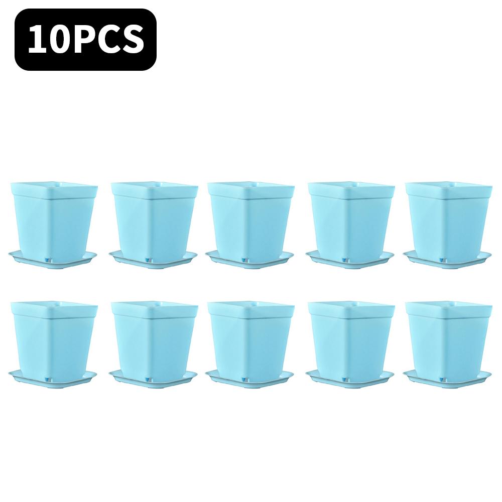 10p Square Nursery Flower Pot Mini Plastic Flower Seedling Pots for plants  Colorful Square Plant Pot Flower Tray for Home Garde