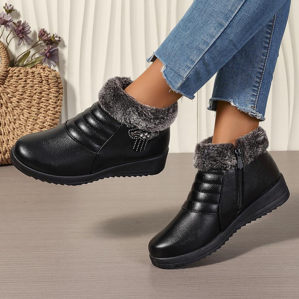 Fashion New Winter Women Boots Thick Plush Ankle Boots Woman Zipper Comfortable Outdoor Snow Boots Fashion Cotton Shoes Botas De Mujer