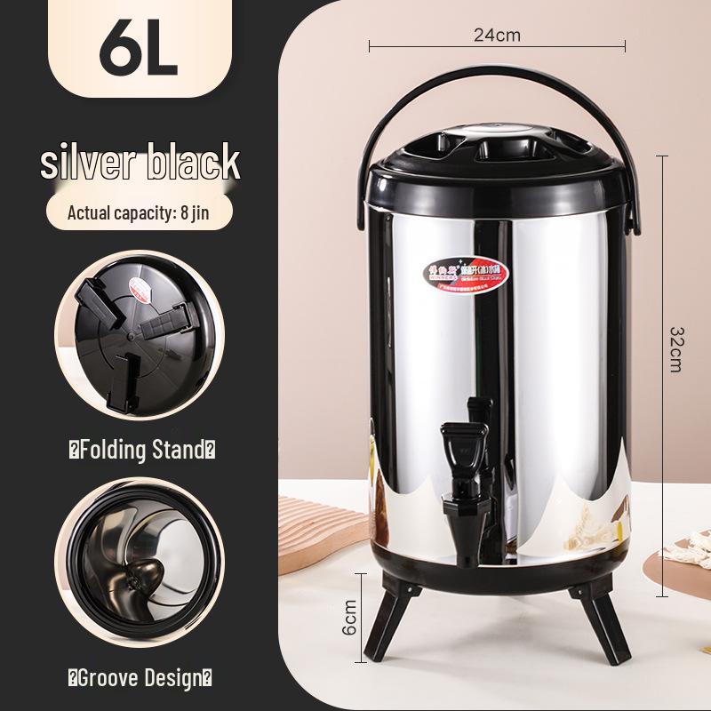 Commercial Stainless Steel Insulated Double-Layer Bucket for Milk Tea & Soy Milk, Large Capacity 