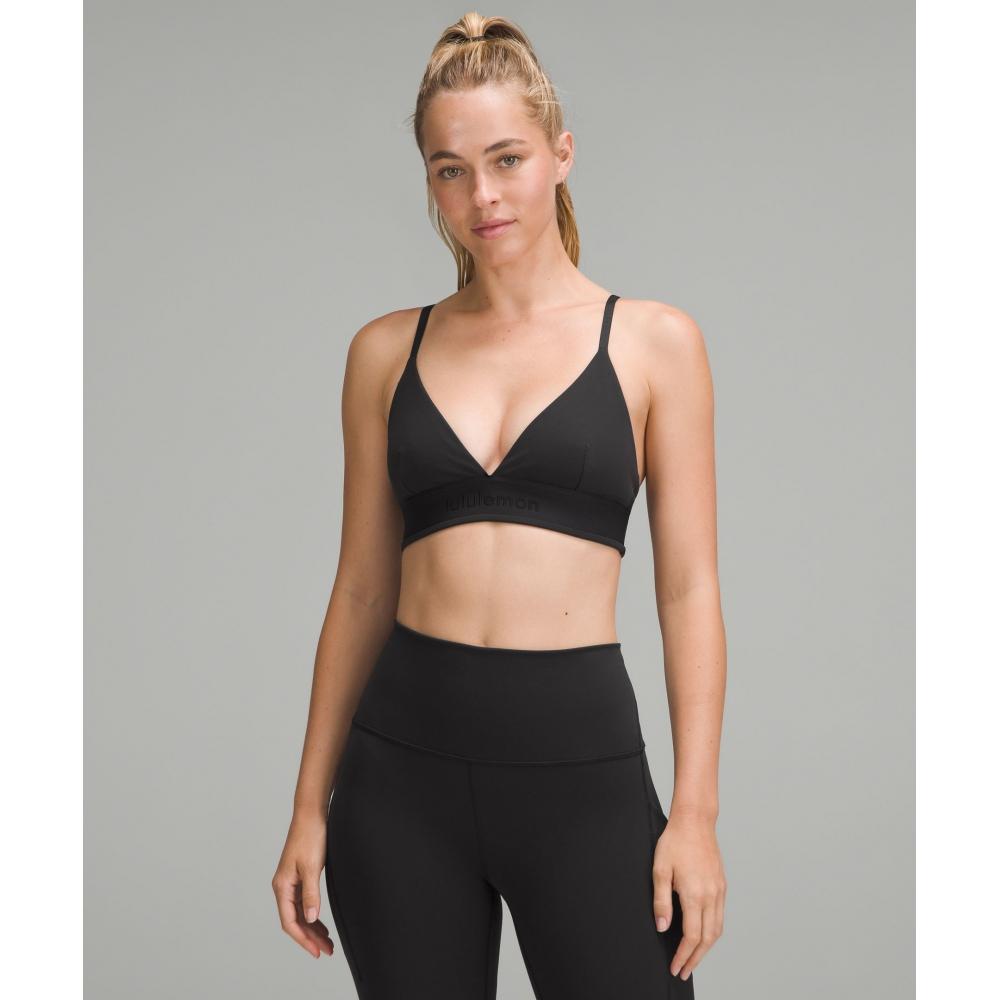 

Lululemon License To TrAin TriAngle BrA Light Support A B Cup Logo BlAck 14
