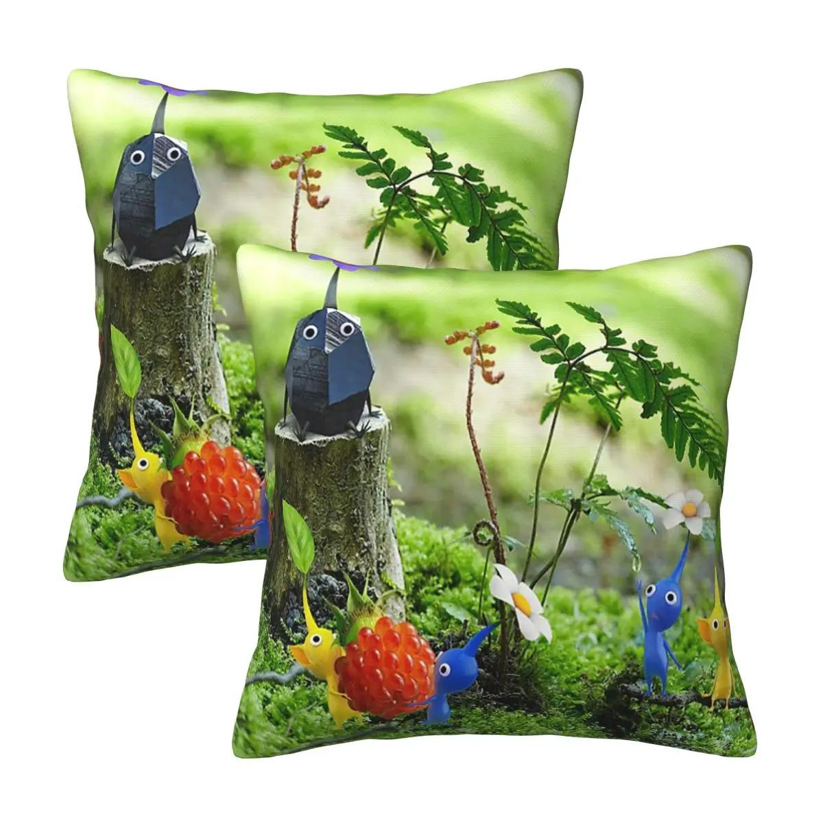 Pikmin 2 Pcs Square Pillowcase Pillow Cover Cushion Decor Comfort Throw Pillow For Home Living Room Peach skin 18*18(CM)-2Pcs