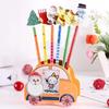 4 STÜCKE Kreative Schreibwaren Kinder Schulbedarf Niedlichen Cartoon Holz Weihnachten Gummihülse Bleistift Weihnachtsgeschenk