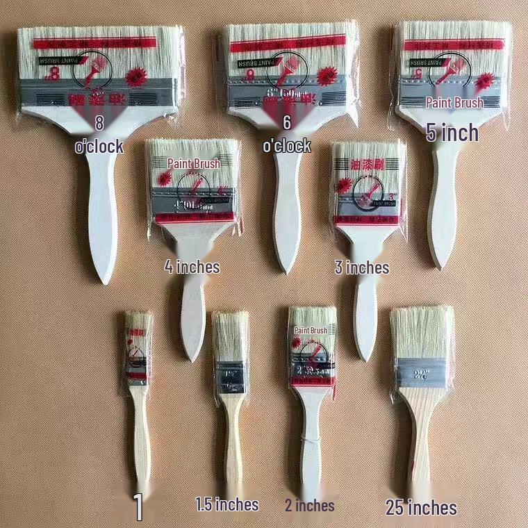

Pig Hair Paint & BBQ Brush - Soft Brown, Durable, Industrial, Waterproof, Household Dust Tool. Wooden Handle; 1 inch; Nylon Fiber