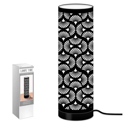 [Q9074] – Schwarze Stoffröhrenlampe „Boho“ (Ginkgo biloba) – 63 x 20 cm