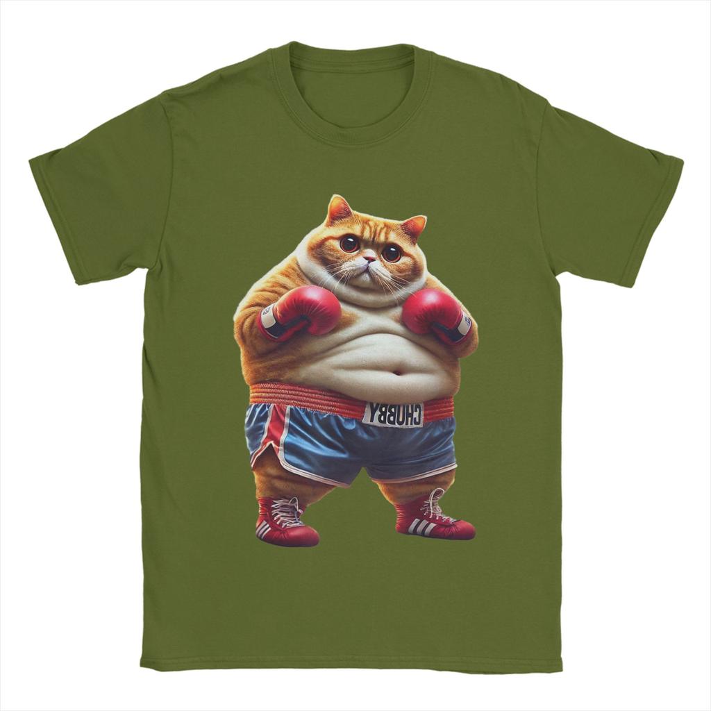 Funny Boxing Gym Workout Cat with Boxing Gloves Anime Meme T-Shirt Beach T-Shirts Unisex Round Neck Tees Short-Sleeved Tshirt