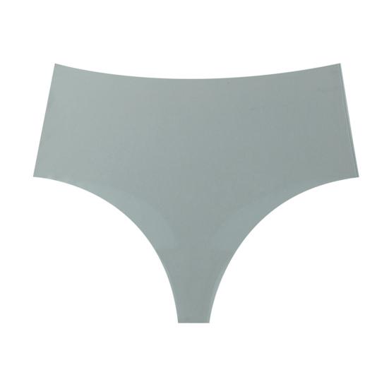 Women High Waisted Seamless Thongs Control Solid Color Breathable Tummy Panties Stretch Ladies Ice Silk Brief